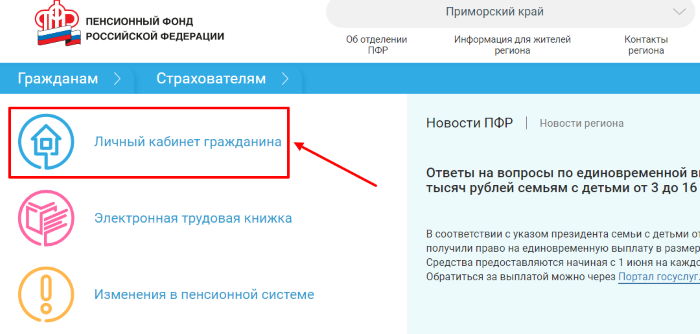 пенсионный фонд личный кабинет